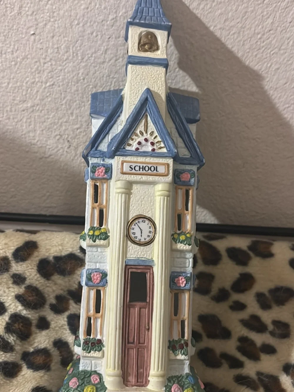 Collectors Blue and Cream Decorative Schoolhouse Lamp